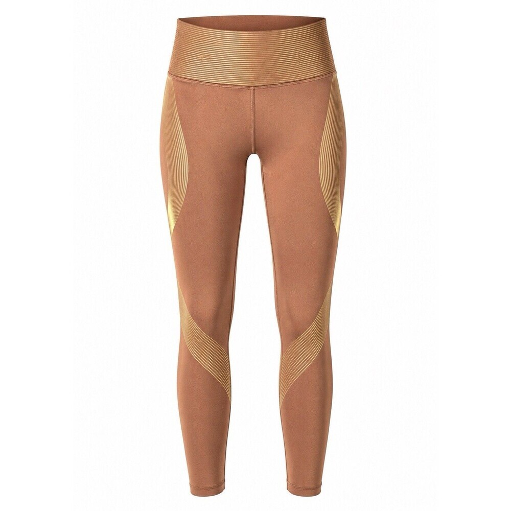 Victoria’s Secret Knockout Sport Leggings M Brown Gold High Rise Zip Pocket